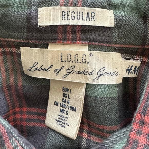 L.O.G.G. Men's Multicolor Green Long Sleeve Shirt - L - Picture 6 of 9